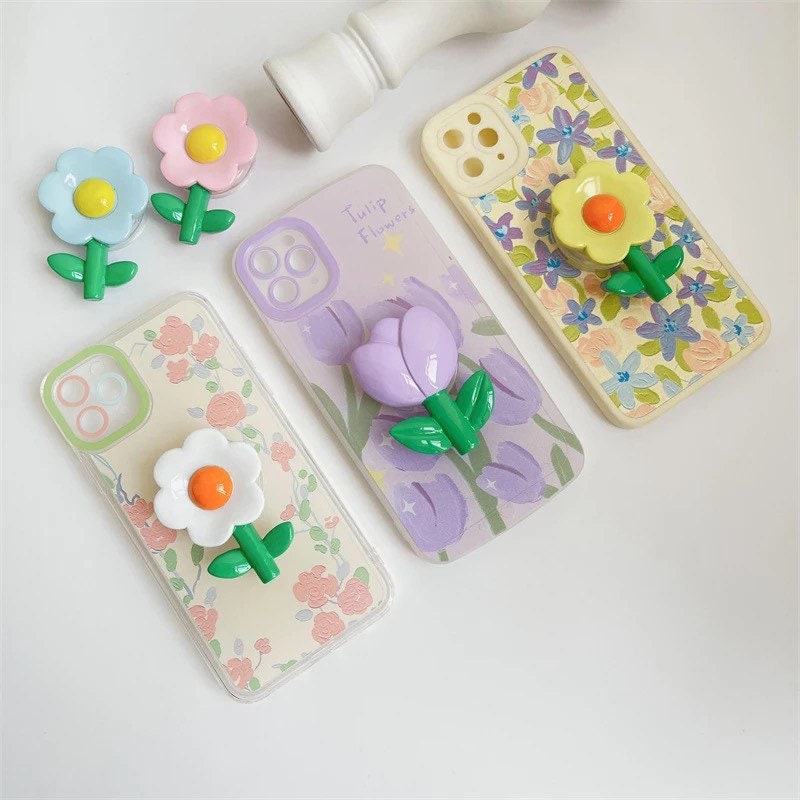 TULIP FLOWER / Phone Grip / Socket / Stand / Accessories / Trendy / Aesthetic / Unique / iPhone Charm / Floral / Cute / Kawaii / Extendable
