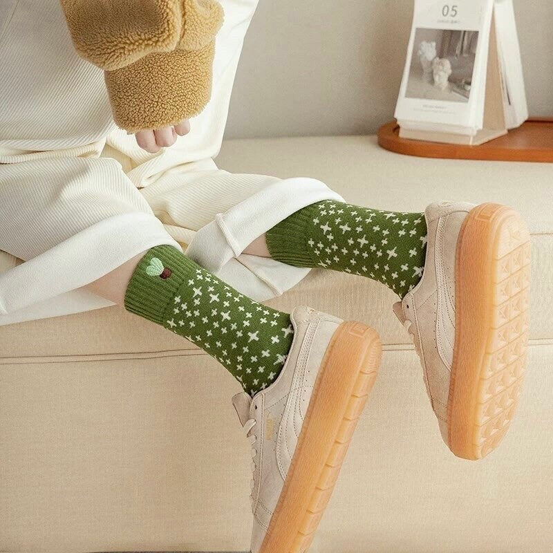 CUTE CACTUS SOCKS / Patterned / Green Succulent / Cacti / Fun Aesthetic Trendy / Teen Women / Plant Lover Gift / Embroidered / Zebra Print