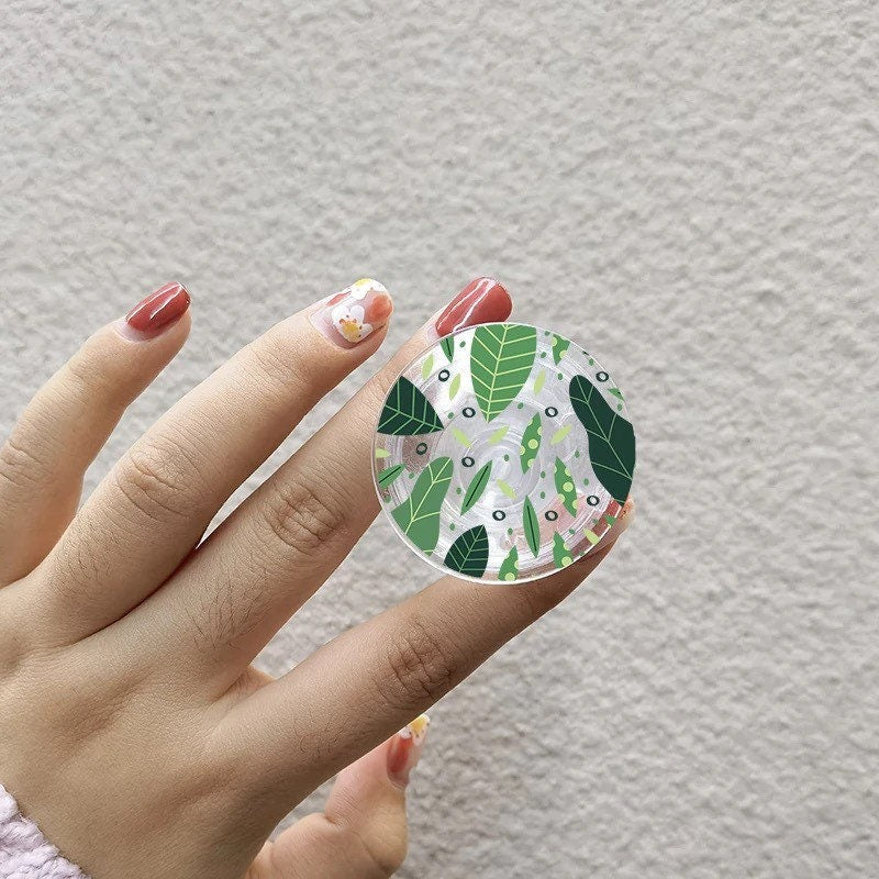SPRING BLOOMS / Phone Grip / Floral Socket Stand / Tropical Leaf Print / Flowers / Unique / Charm / iPhone Accessory / Cute Aesthetic / Gift