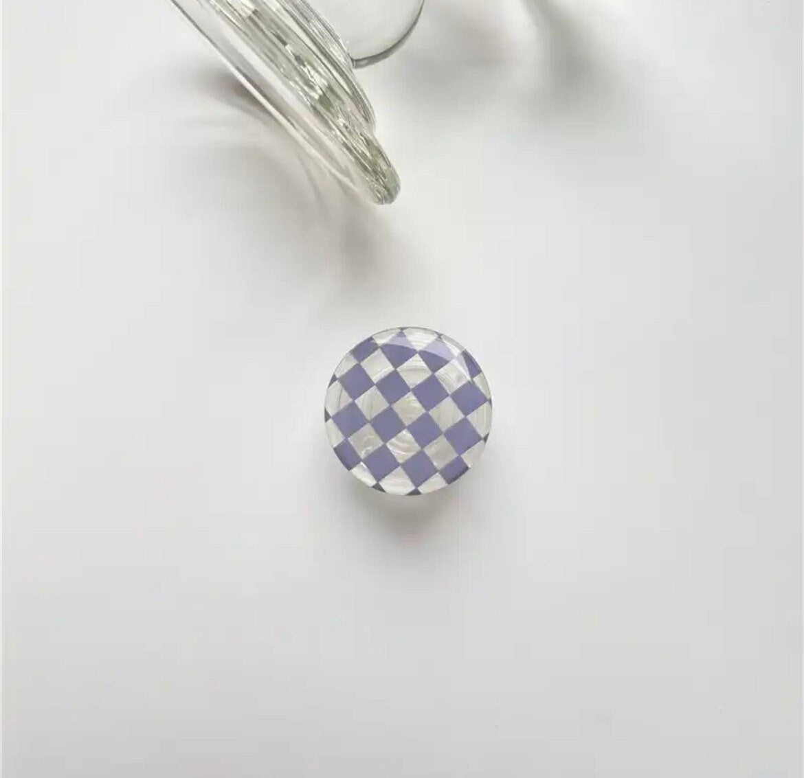 CHECKERED BUTTON / Phone Grip / Socket Stand / Trendy Accessories / Unique / Cute Glossy Charm / iPhone / Kawaii / Punk Aesthetic Extendable