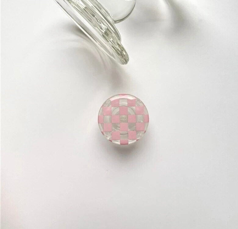 CHECKERED BUTTON / Phone Grip / Socket Stand / Trendy Accessories / Unique / Cute Glossy Charm / iPhone / Kawaii / Punk Aesthetic Extendable