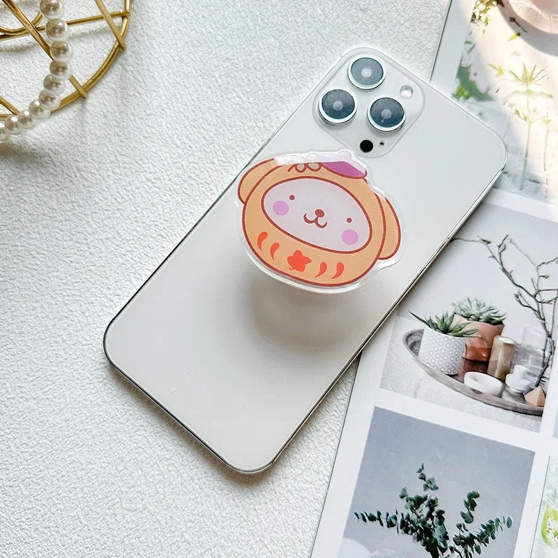 SANRIO FRIENDS / Phone Grip / Socket Stand / Cute Colorful / Kuromi Melody Charm / iPhone / Pastel Color / Kawaii Candy Pop Tok / Teen Gift