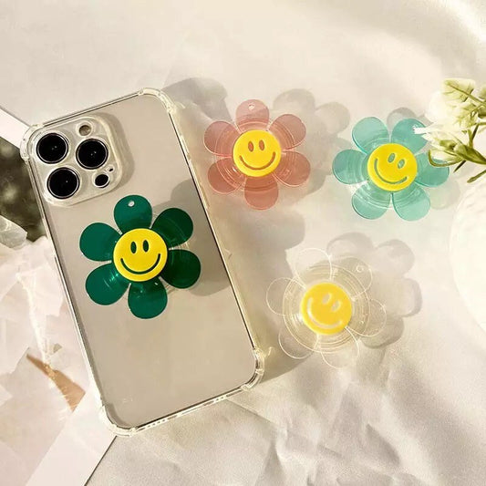 FLOWER POWER / Phone Grip / Socket Stand / Smiley Face / Trendy Unique / Charm / iPhone / Floral / Kawaii / Cute Colorful / Retro Aesthetic