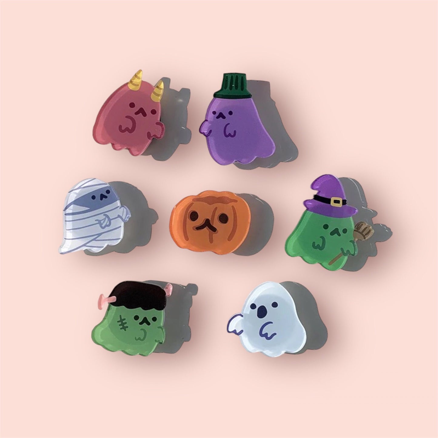 LITTLE GHOSTS / Phone Grip Socket Stand / Cute Pumpkin Spooky Charm Accessory / Witch Frankenstein Devil iPhone / Pop Kawaii Fun Gift Season