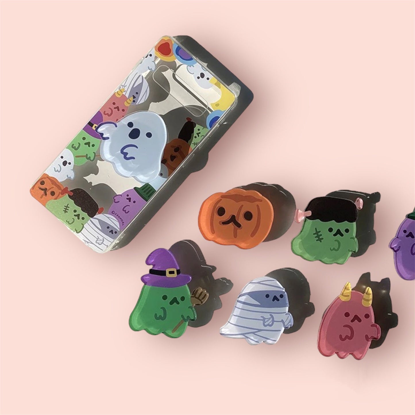 LITTLE GHOSTS / Phone Grip Socket Stand / Cute Pumpkin Spooky Charm Accessory / Witch Frankenstein Devil iPhone / Pop Kawaii Fun Gift Season