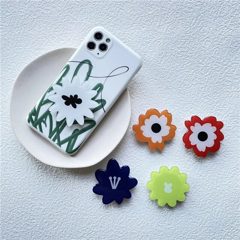 FLOWER POP / Phone Grip / Socket / Stand / Accessories / Trendy / Unique / Glossy Charm / iPhone / Floral / Cute / Kawaii / Retro Mod Kitch