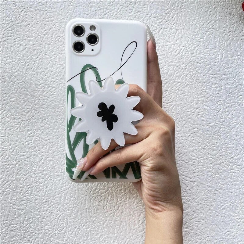 FLOWER POP / Phone Grip / Socket / Stand / Accessories / Trendy / Unique / Glossy Charm / iPhone / Floral / Cute / Kawaii / Retro Mod Kitch