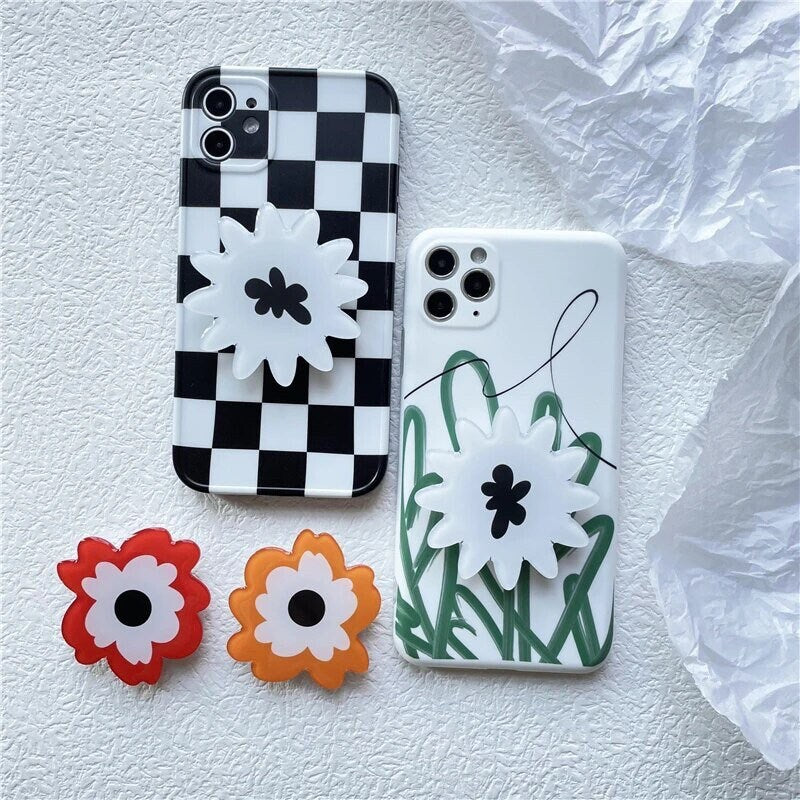 FLOWER POP / Phone Grip / Socket / Stand / Accessories / Trendy / Unique / Glossy Charm / iPhone / Floral / Cute / Kawaii / Retro Mod Kitch