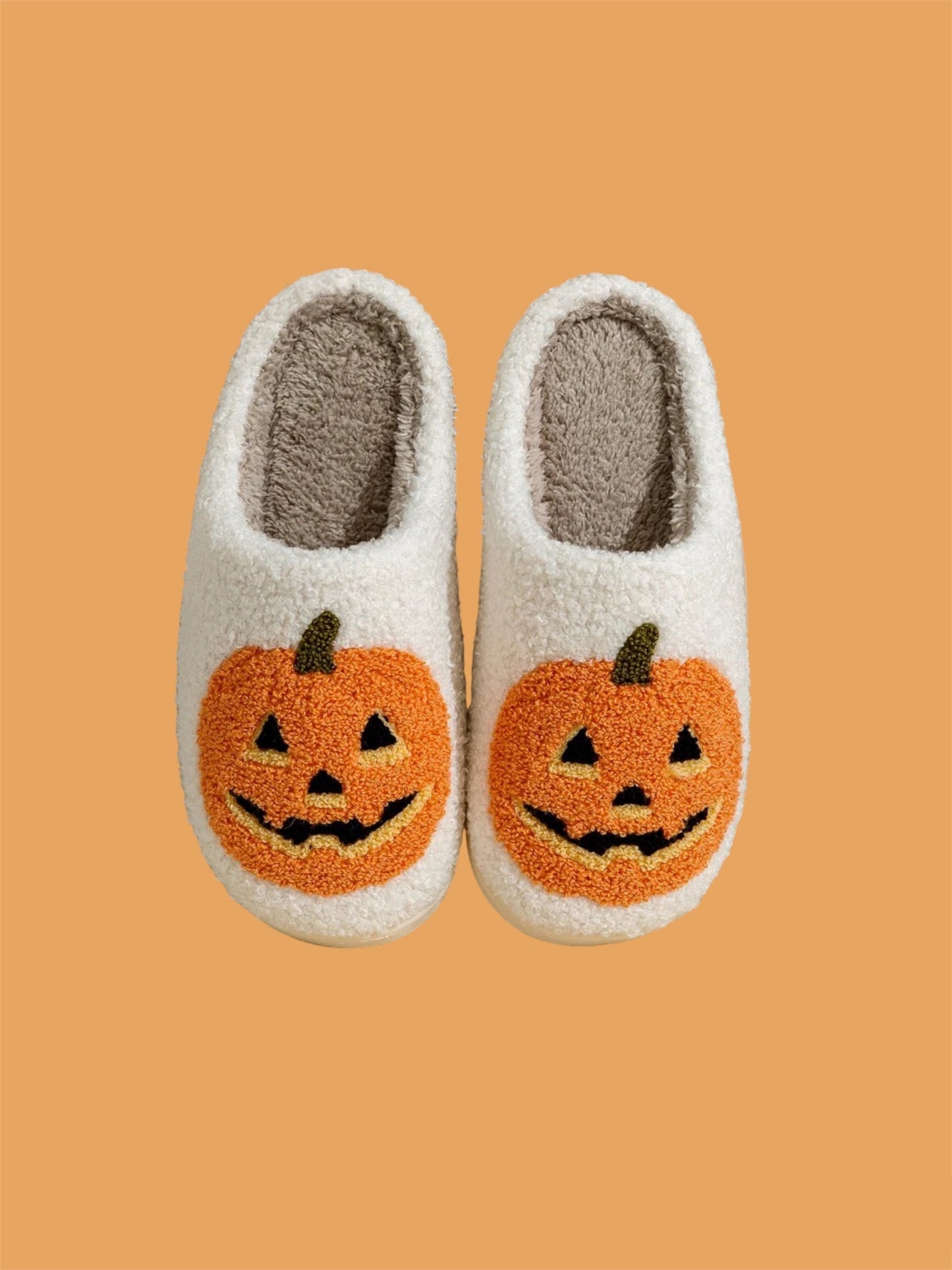 PUMPKIN SLIPPERS / HALLOWEEN / Jack O Lantern / Cozy Cute / Comfortable / House Shoes / Spooky Love / Orange White / Autumn Fall / Smiley