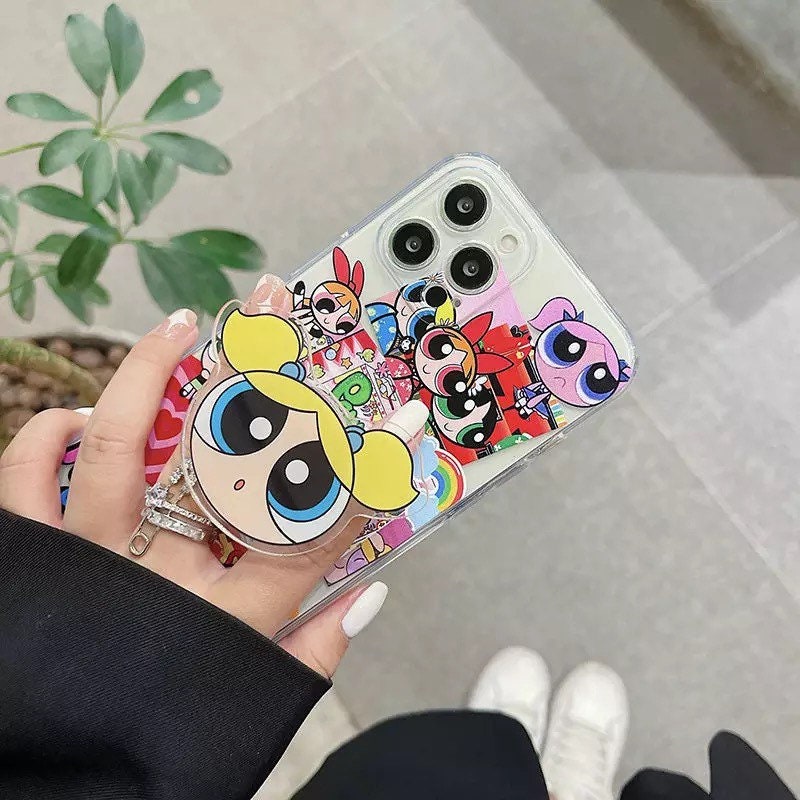 POWER PUFF CUTIES / Girls / Phone Grip / Socket Stand / Accessories / Trendy / Anime Cartoon / Unique iPhone Charm / Pop / Cute Kawaii Gift