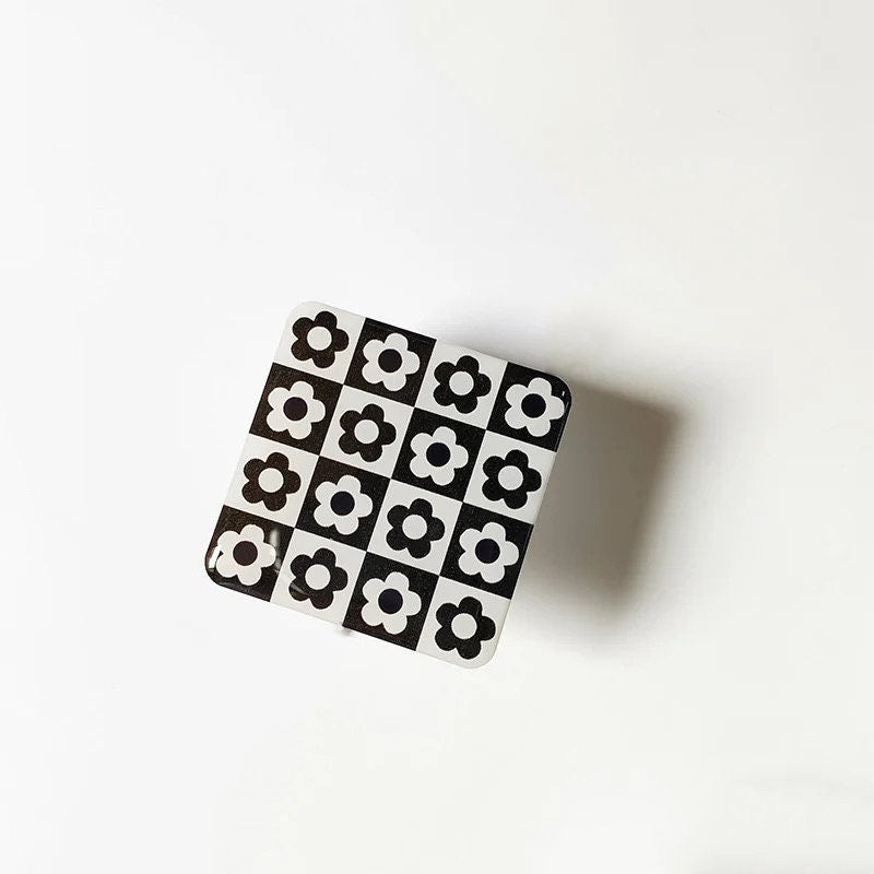 MOD PATTERNED / Phone Grip Socket Stand / Smiley Face / Black White / Unique / Flower iPhone Charm Accessory / Fun Pop Art / Cute Aesthetic