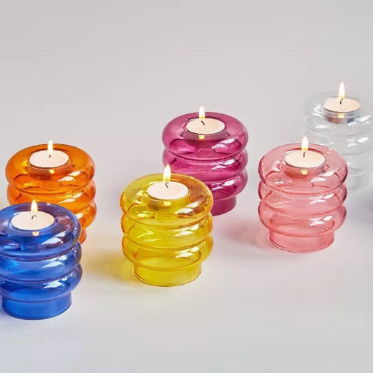 CANDY GLASS / Tea Light / Candle Holders / Mini Vase / Candlestick / Minimalist / Colorful / Aesthetic / Modern / Transparent / Retro / Gift