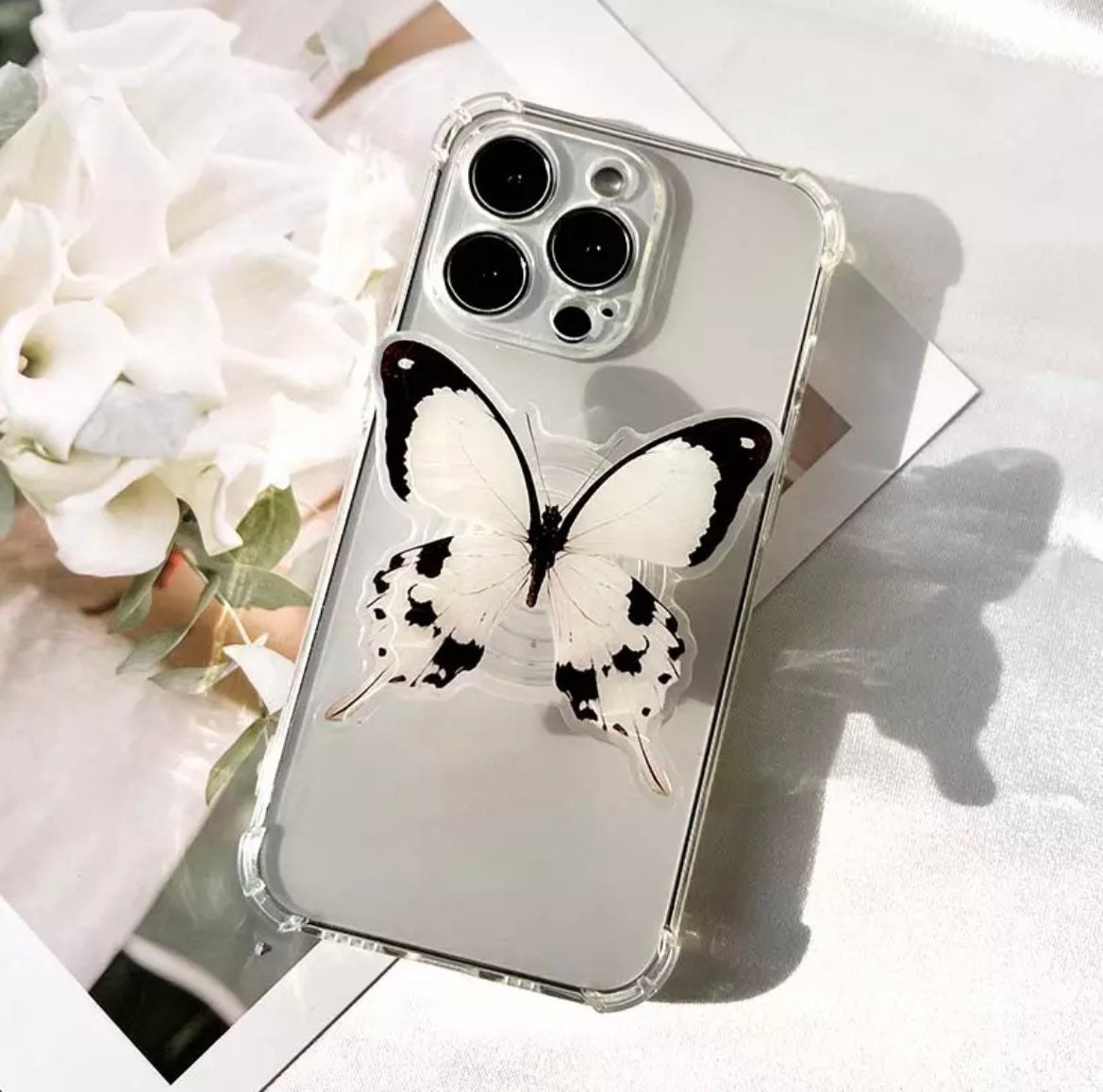 BUTTERFLY / Phone Grip / Socket Stand / Accessory / Trendy Unique / Pretty iPhone Charm / Nature Animal / Insect Lover Gift / Colorful