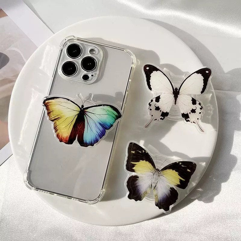 BUTTERFLY / Phone Grip / Socket Stand / Accessory / Trendy Unique / Pretty iPhone Charm / Nature Animal / Insect Lover Gift / Colorful