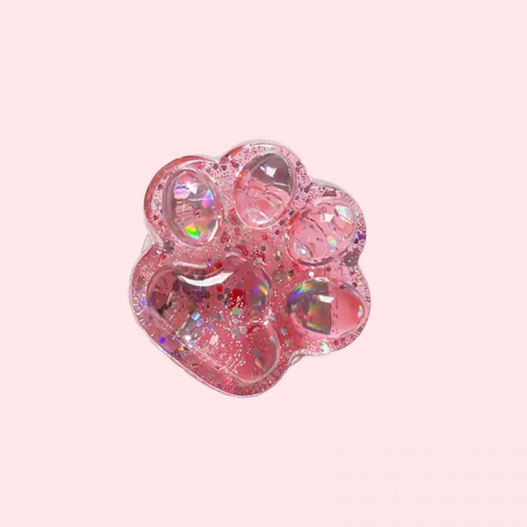 GLITTER PAW PRINT / Phone Grip / Socket Stand / Cute / Dog Cat Lover / Clear / Colorful Charm / iPhone / Kawaii / Pop / Teen Gift / Ins Fun