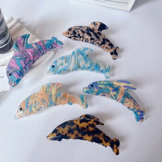 DOLPHIN HAIR CLIP / Claw Barrette / Colorful Statement Accessory / Beach Ocean Animal Lover / Trendy Unique / Cute Vsco Girl Aesthetic Gift