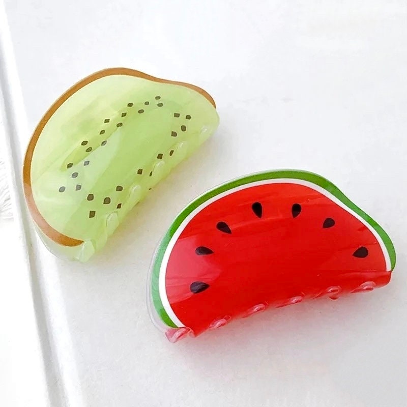 TROPICAL FRUIT / Hair Clip / Claw Barrette / Watermelon / Kiwi / Lemon / Dragon / Colorful / Aesthetic Kawaii Ins / Vacation Accessory Gift