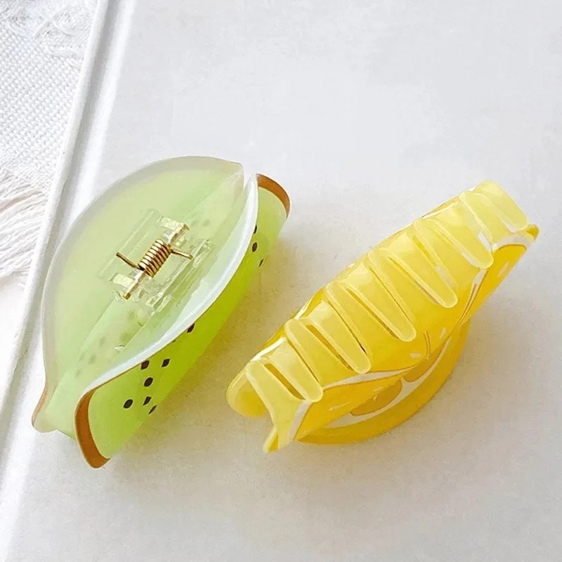 TROPICAL FRUIT / Hair Clip / Claw Barrette / Watermelon / Kiwi / Lemon / Dragon / Colorful / Aesthetic Kawaii Ins / Vacation Accessory Gift