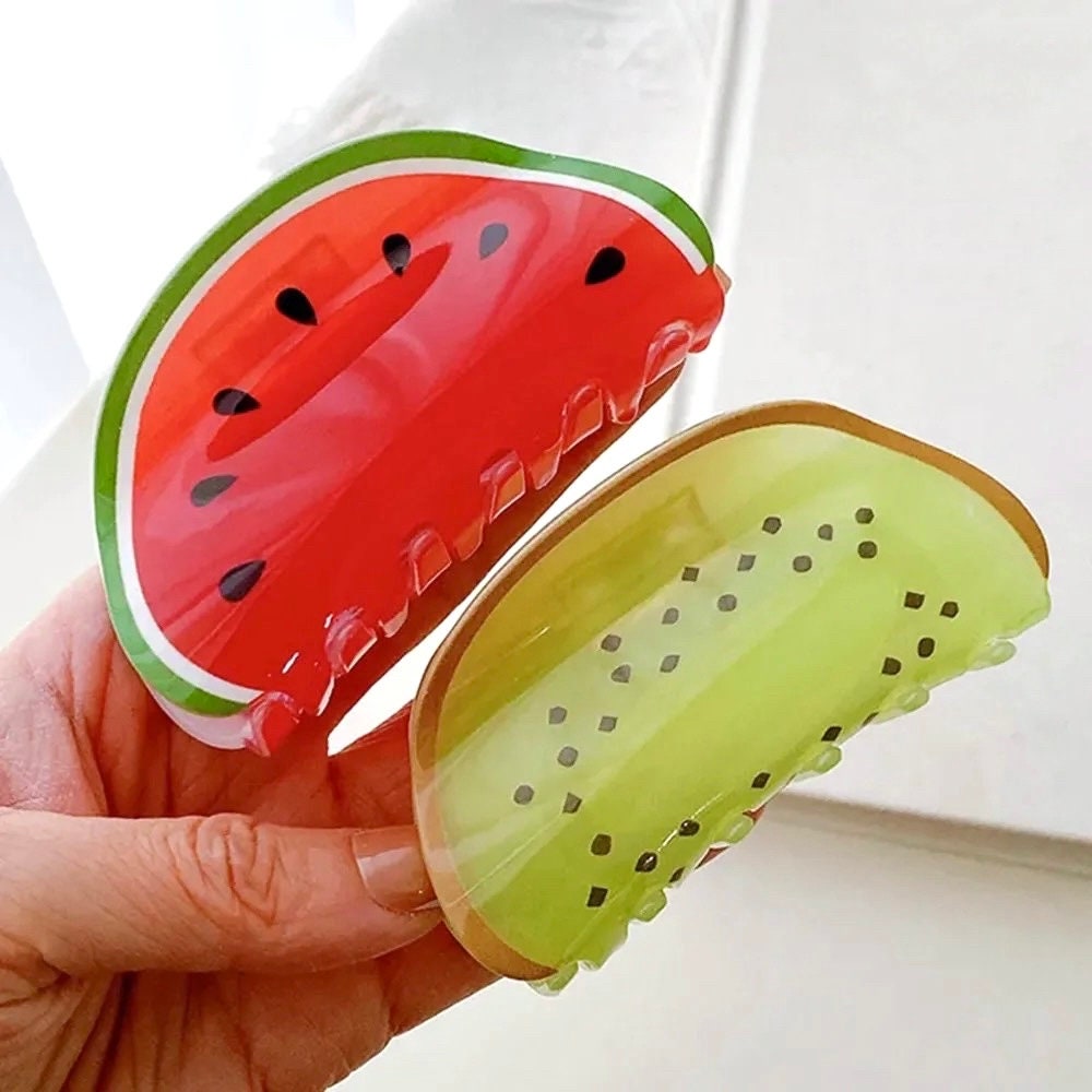 TROPICAL FRUIT / Hair Clip / Claw Barrette / Watermelon / Kiwi / Lemon / Dragon / Colorful / Aesthetic Kawaii Ins / Vacation Accessory Gift