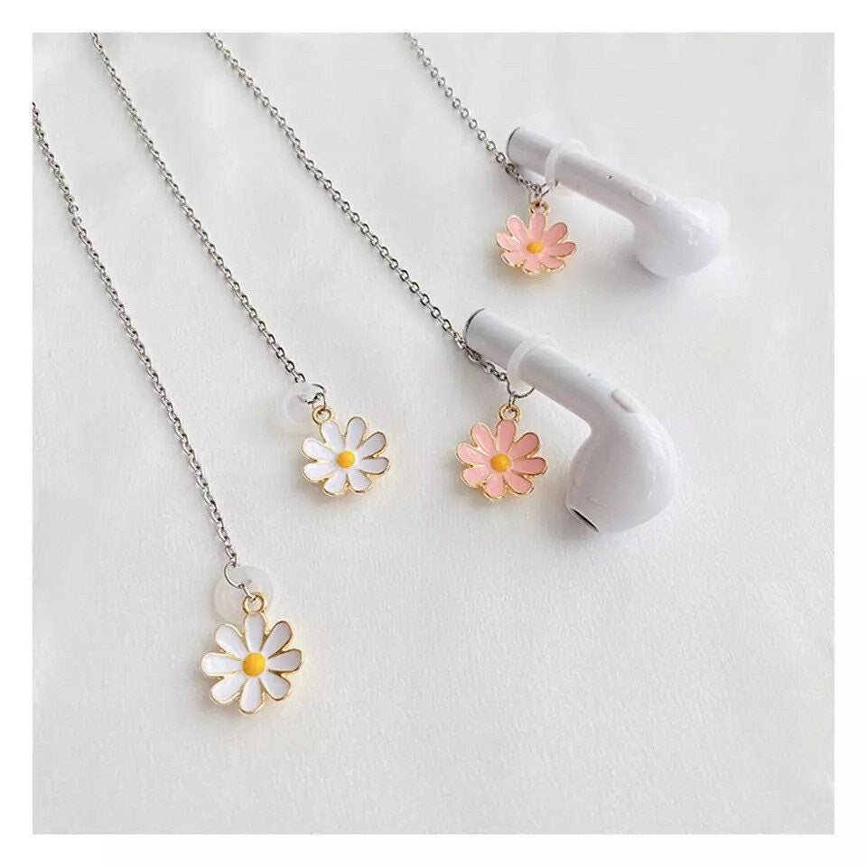 DAISY AIRPOD CHAIN / Holder / Headphone Grip / Protector / Flower Necklace / Kawaii Ins / Cute Phone Accessory Keeper / Apple Pods / Gift