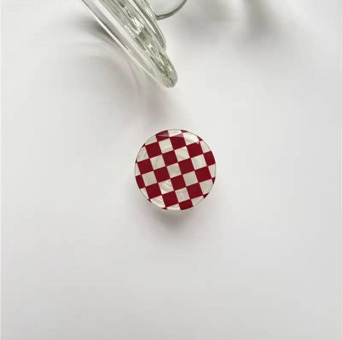 CHECKERED BUTTON / Phone Grip / Socket Stand / Trendy Accessories / Unique / Cute Glossy Charm / iPhone / Kawaii / Punk Aesthetic / Colorful