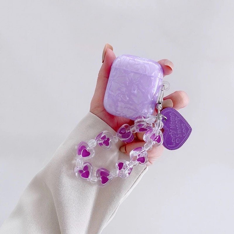 LILAC PEARL / AirPod Case / Wristlet / Headphone Protector / Holder / Kawaii INS / Heart / Cute / Cell Phone Accessory / Apple Pro / Gift