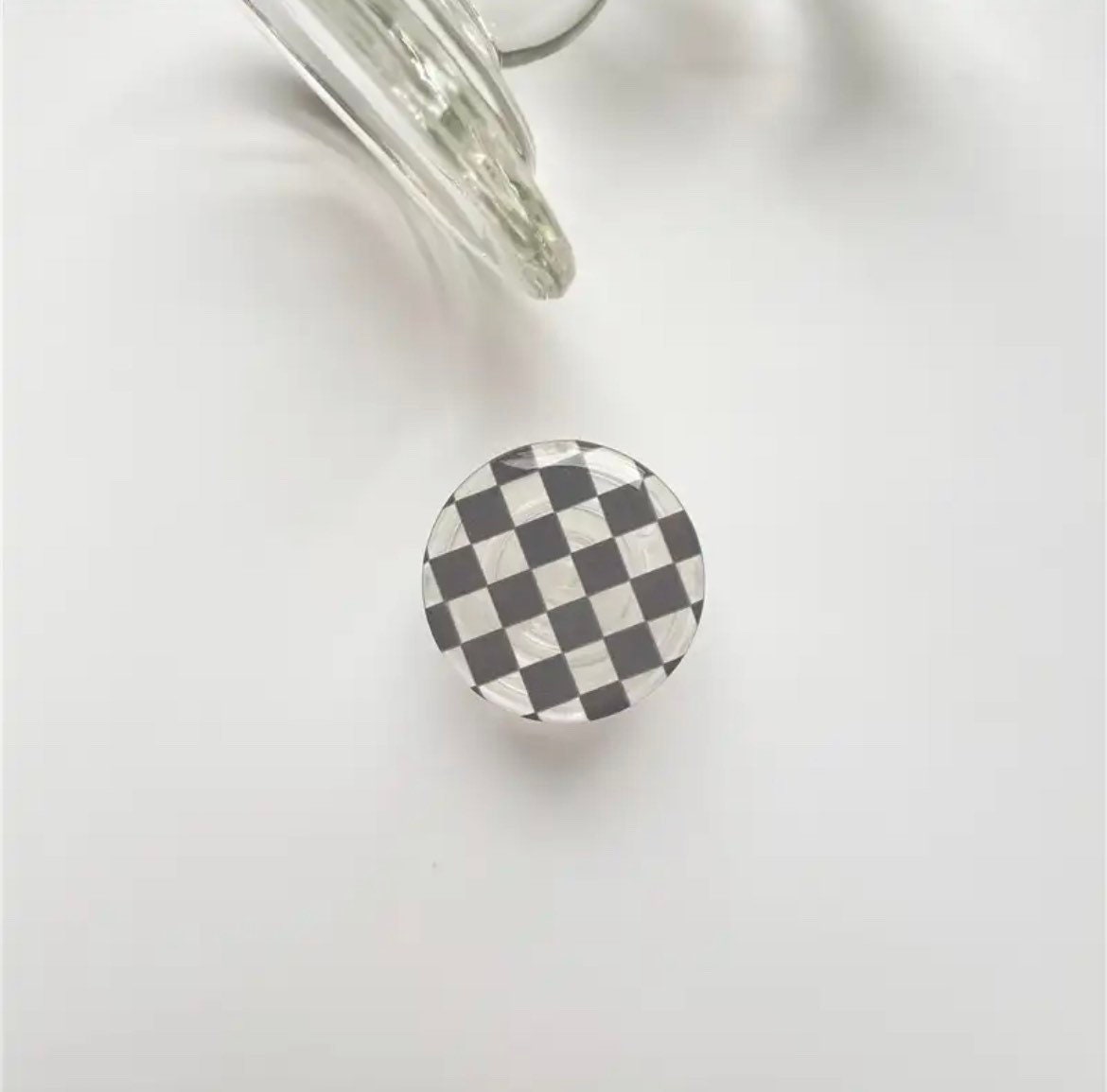 CHECKERED BUTTON / Phone Grip / Socket Stand / Trendy Accessories / Unique / Cute Glossy Charm / iPhone / Kawaii / Punk Aesthetic / Colorful