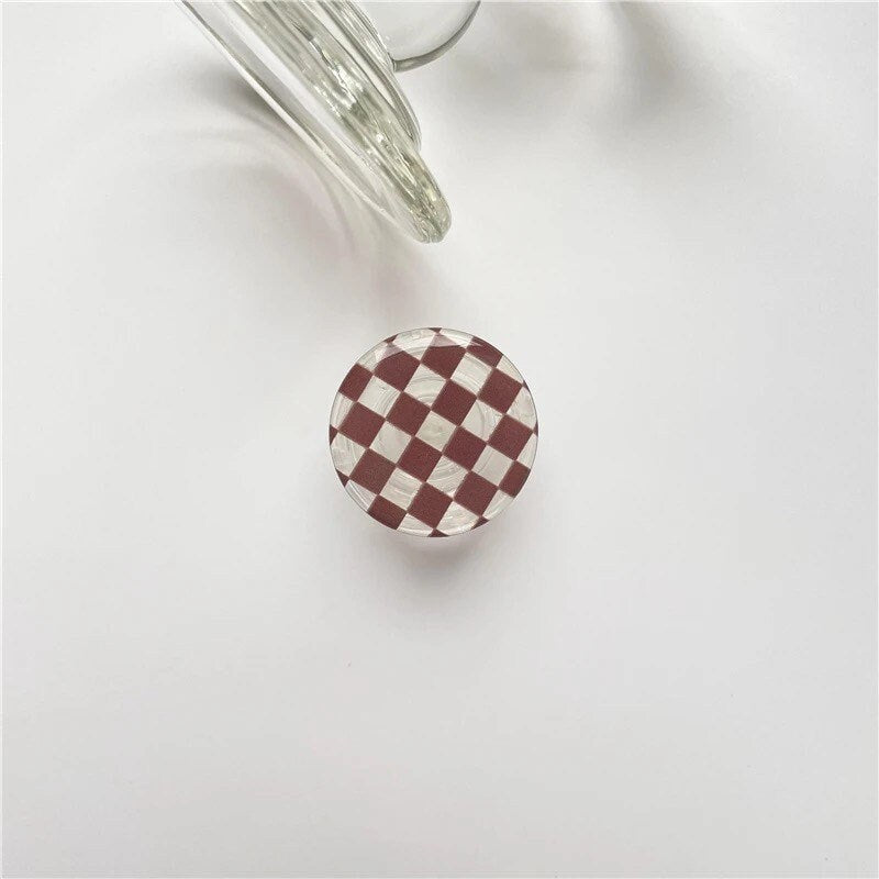 CHECKERED BUTTON / Phone Grip / Socket Stand / Trendy Accessories / Unique / Cute Glossy Charm / iPhone / Kawaii / Punk Aesthetic / Colorful