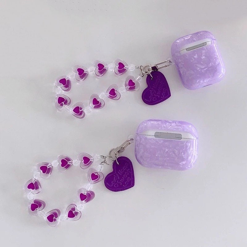 LILAC PEARL / AirPod Case / Wristlet / Headphone Protector / Holder / Kawaii INS / Heart / Cute / Cell Phone Accessory / Apple Pro / Gift