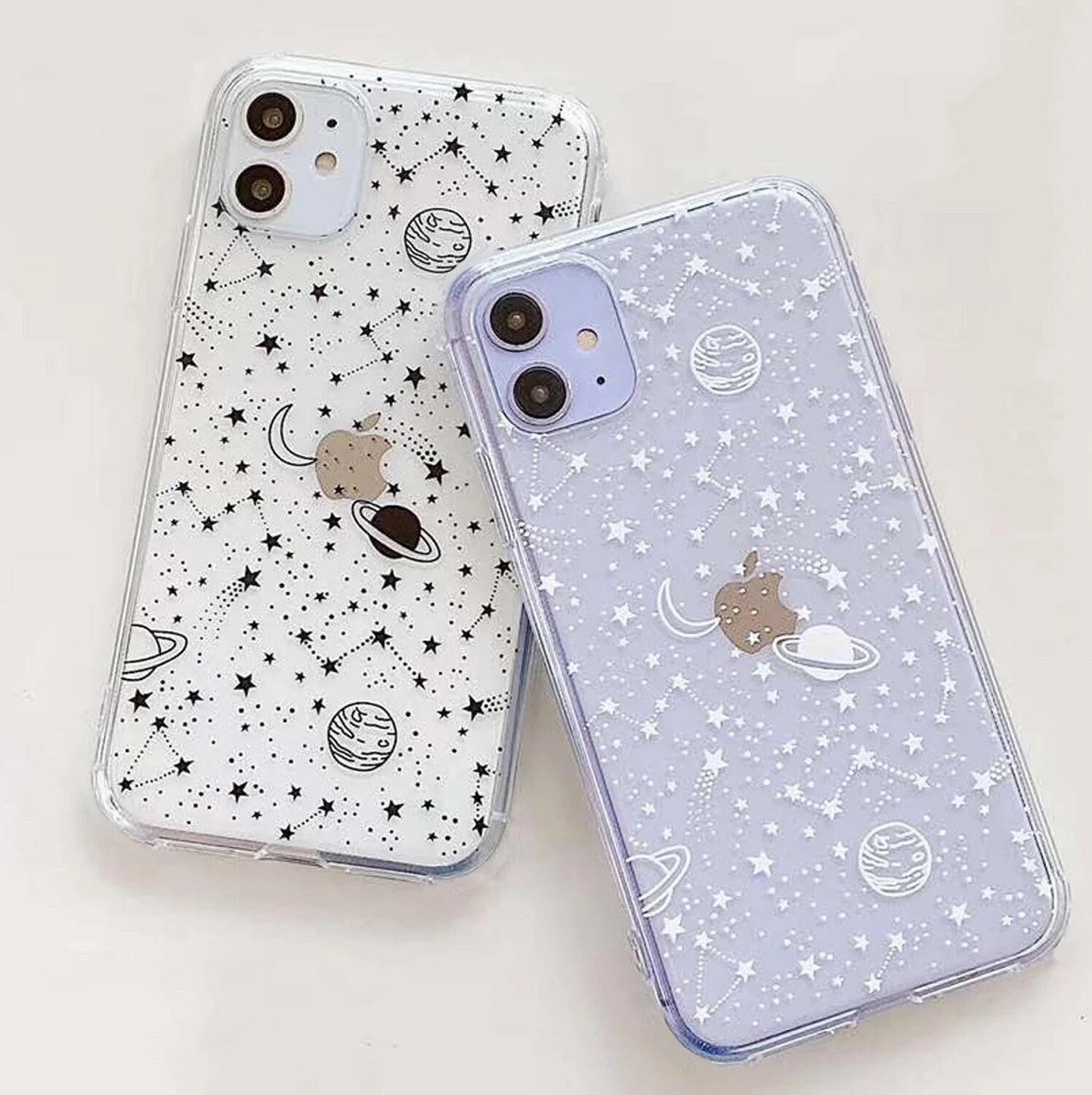 OUTER SPACE CASE / Black & White / Planets / Stars / Constellations / Celestial / Cartoon / iPhone / Pattern / Trendy / Gift / Transparent