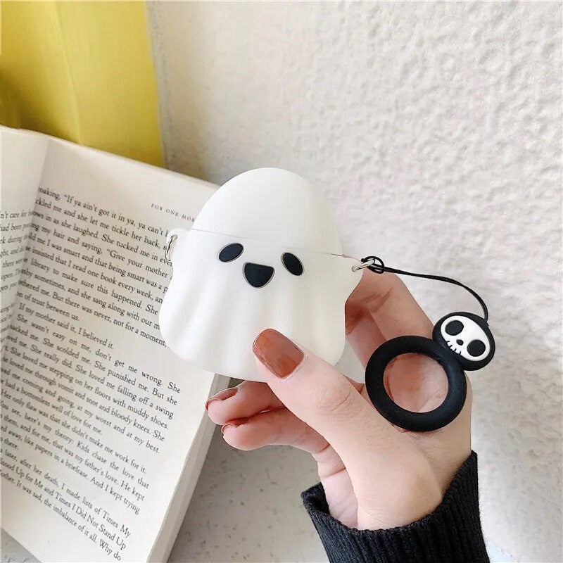 LITTLE GHOST / AirPod Case / Wristlet / Spooky Vibes / Halloween Cartoon / Earbud Protector / Holder / Cute Kawaii / Phone Accessory / Gift