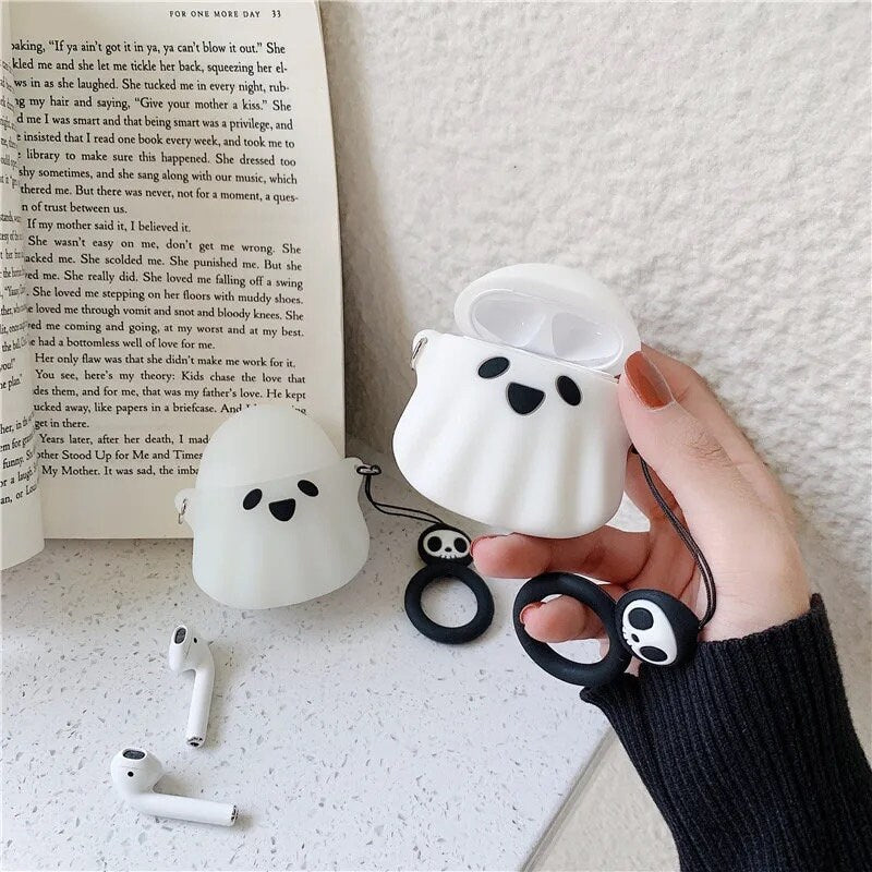 LITTLE GHOST / AirPod Case / Wristlet / Spooky Vibes / Halloween Cartoon / Earbud Protector / Holder / Cute Kawaii / Phone Accessory / Gift