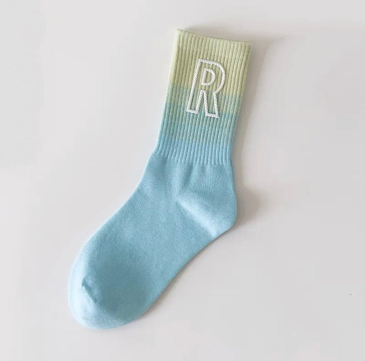 R* INITIAL SOCKS / Colorful / Gradient / Rainbow / Fun / Aesthetic / Multi Color / Crew / Teen Gift / Women / Retro Style / Unique / Pastels