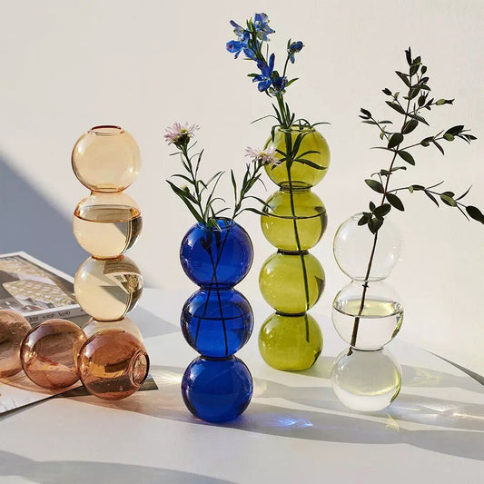 BUBBLE GLASS VASE / Modern Minimal Decor / Retro Aesthetic / Holders / Minimalist / Colorful / Transparent / Art Deco Gift / Home Fashion