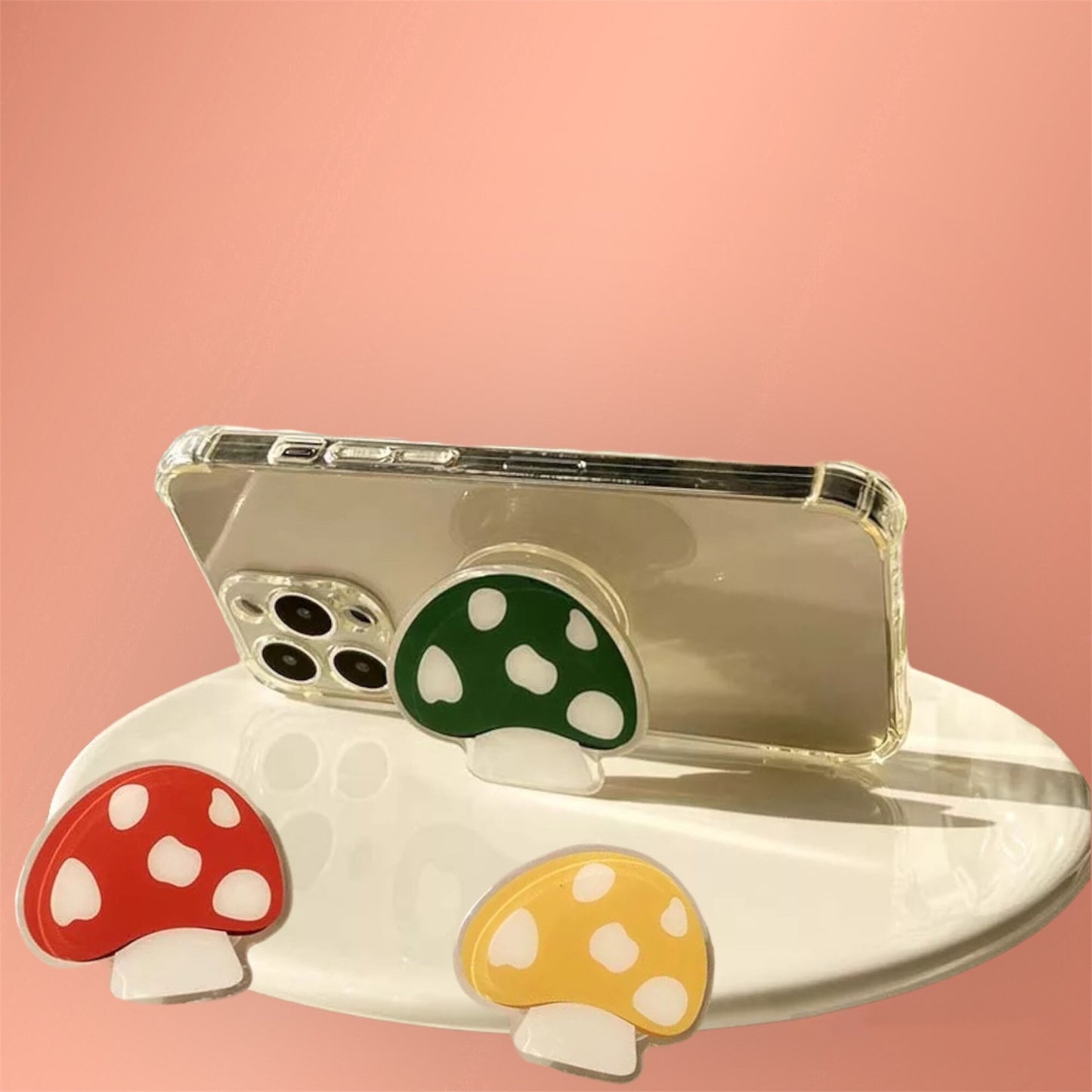 RETRO MUSHROOM / Phone Grip / Socket Stand / Toadstool / Trendy Unique / Charm / iPhone / Kawaii / Cute Colorful / Aesthetic / Groovy / 60s