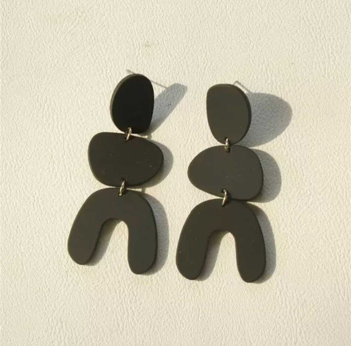 GEOMETRIC DROP EARRINGS / Simplistic / Minimal / Aesthetic / Abstract / Trendy / Stylish / Shapes / Mod / Dangle / Black White Camel