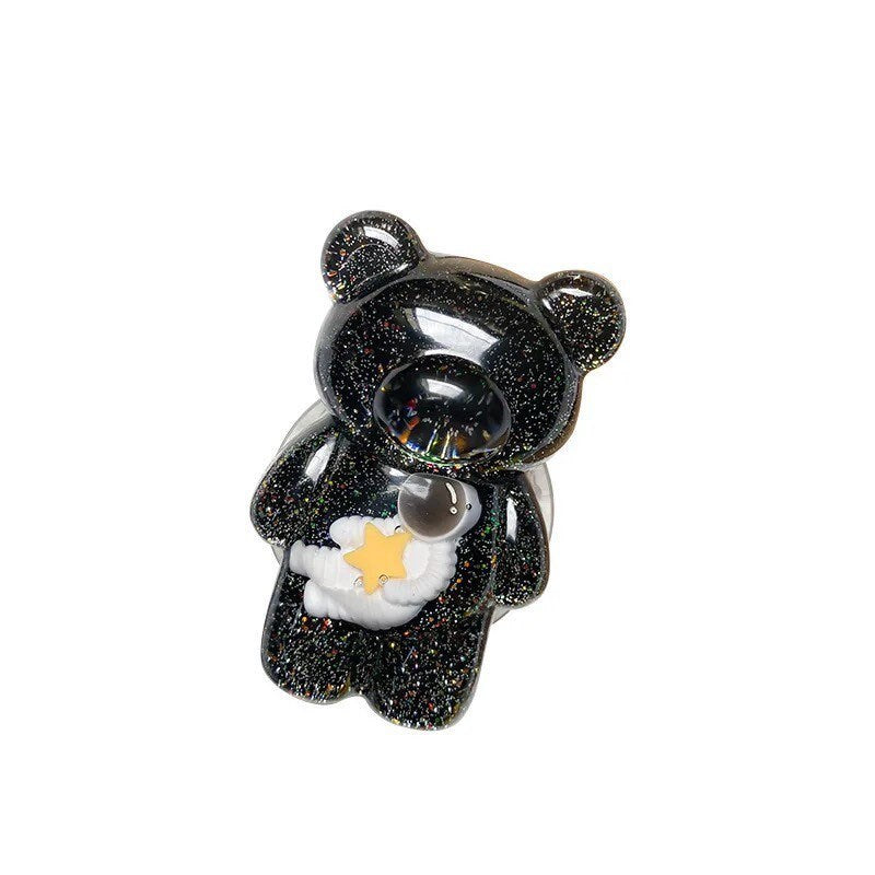 SPACE BEARS / Phone Grip / Socket Stand / Astronaut / Galaxy Stars / Accessories / Black Glitter Sky / Gummy Bear Charm / iPhone Pop Kawaii