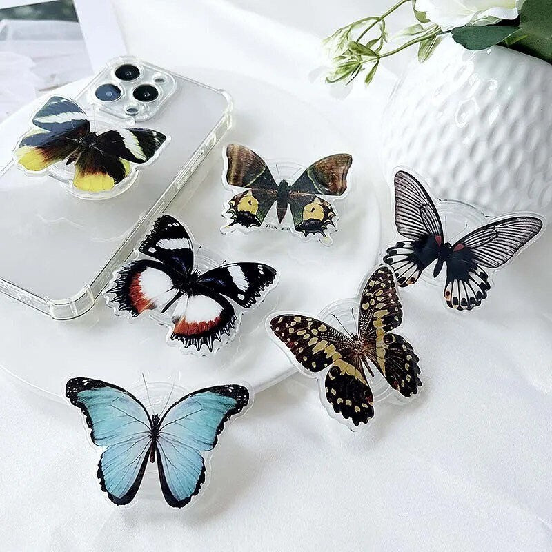 BUTTERFLY / Phone Grip / Socket Stand / Accessory / Trendy Unique / Pretty iPhone Charm / Nature Animal / Insect Lover Gift / Colorful Gift