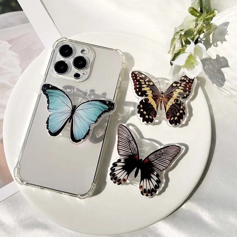 BUTTERFLY / Phone Grip / Socket Stand / Accessory / Trendy Unique / Pretty iPhone Charm / Nature Animal / Insect Lover Gift / Colorful Gift