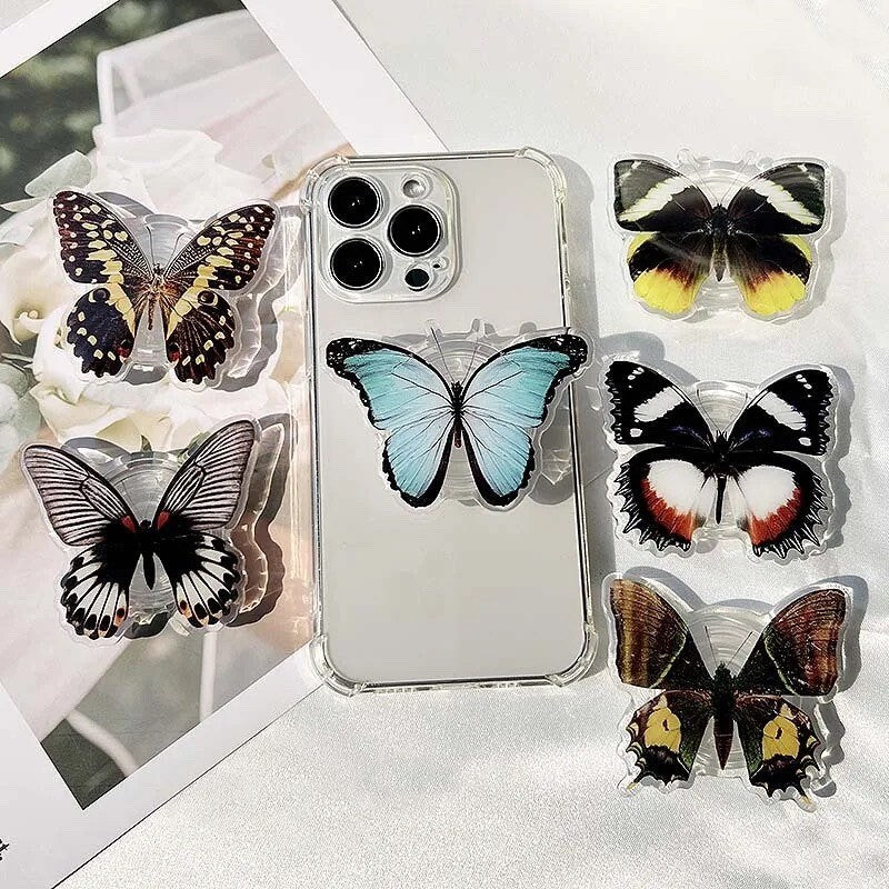 BUTTERFLY / Phone Grip / Socket Stand / Accessory / Trendy Unique / Pretty iPhone Charm / Nature Animal / Insect Lover Gift / Colorful Gift