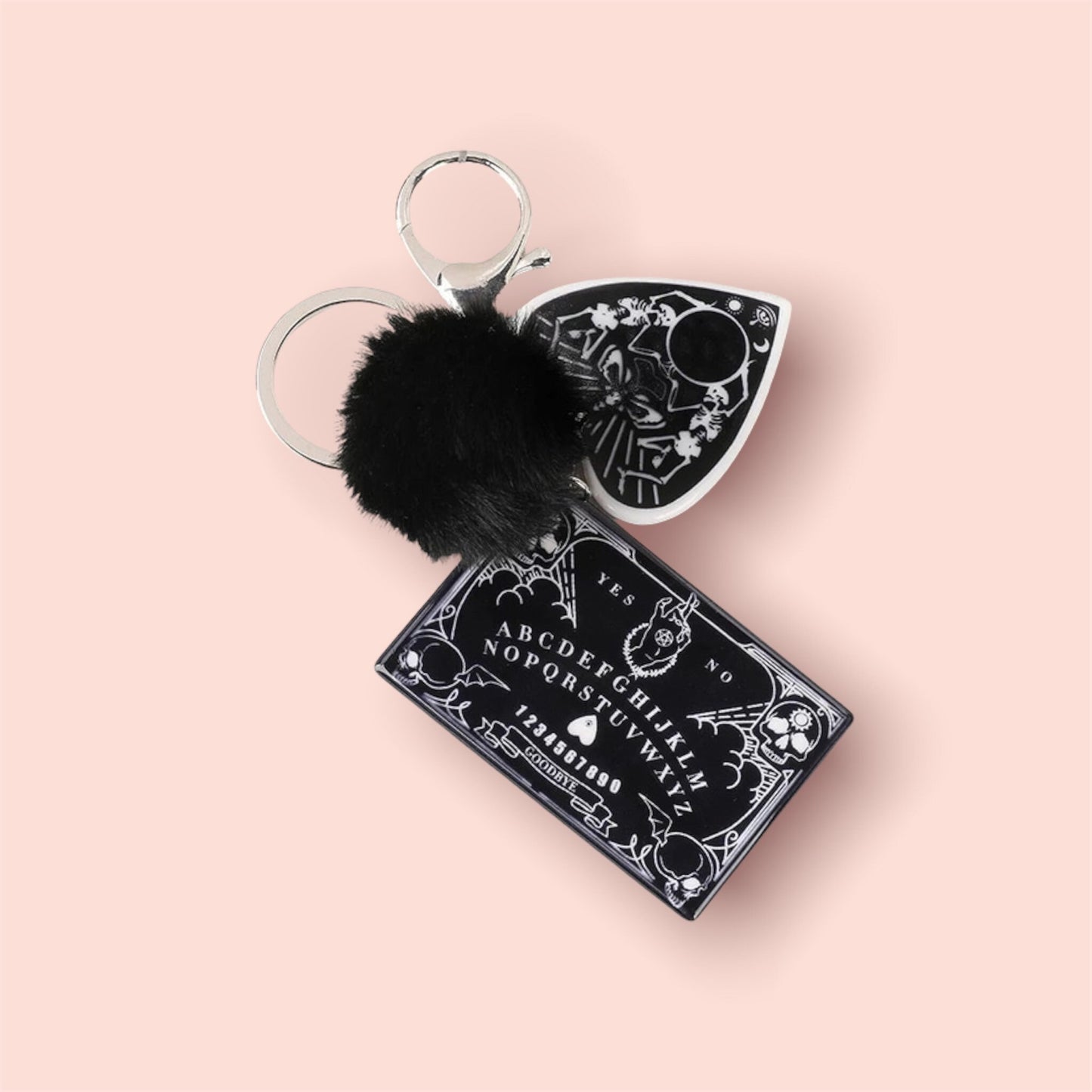 OUIJA BOARD KEYCHAIN / Bag Backpack Charm / Key Holder / Car Mirror Decor / Pompom / Crescent Moon / Sun / Skulls / Palmistry / Planchette