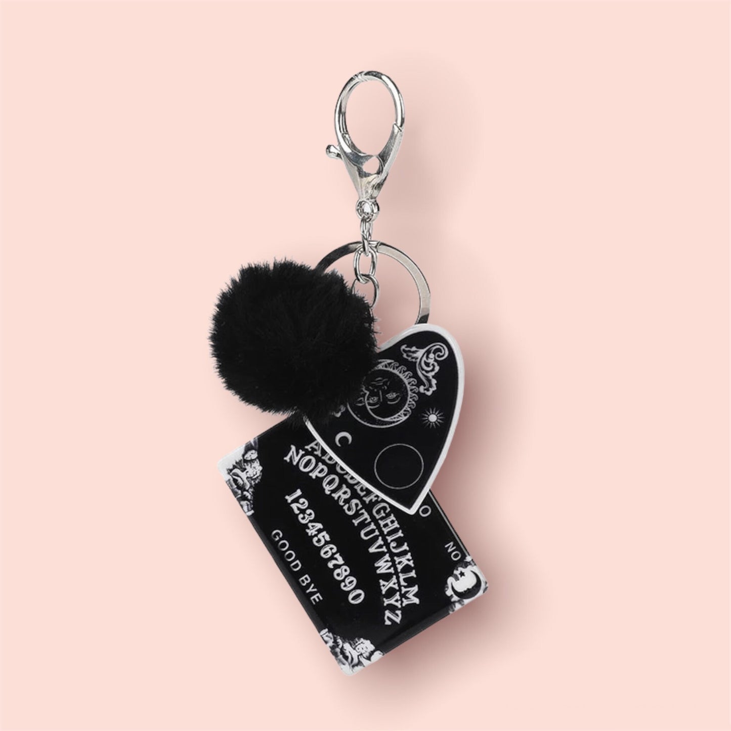 OUIJA BOARD KEYCHAIN / Bag Backpack Charm / Key Holder / Car Mirror Decor / Pompom / Crescent Moon / Sun / Skulls / Palmistry / Planchette