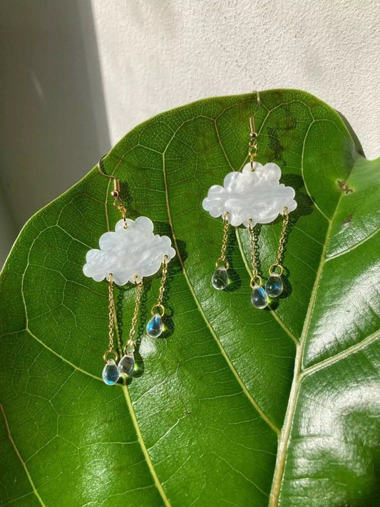 RAIN CLOUD EARRINGS / Crystal / Drop / Dangle / Teardrop / Cute / Aesthetic / Trendy / Stylish / Acrylic / Unique / Beautiful / Fun / Gift