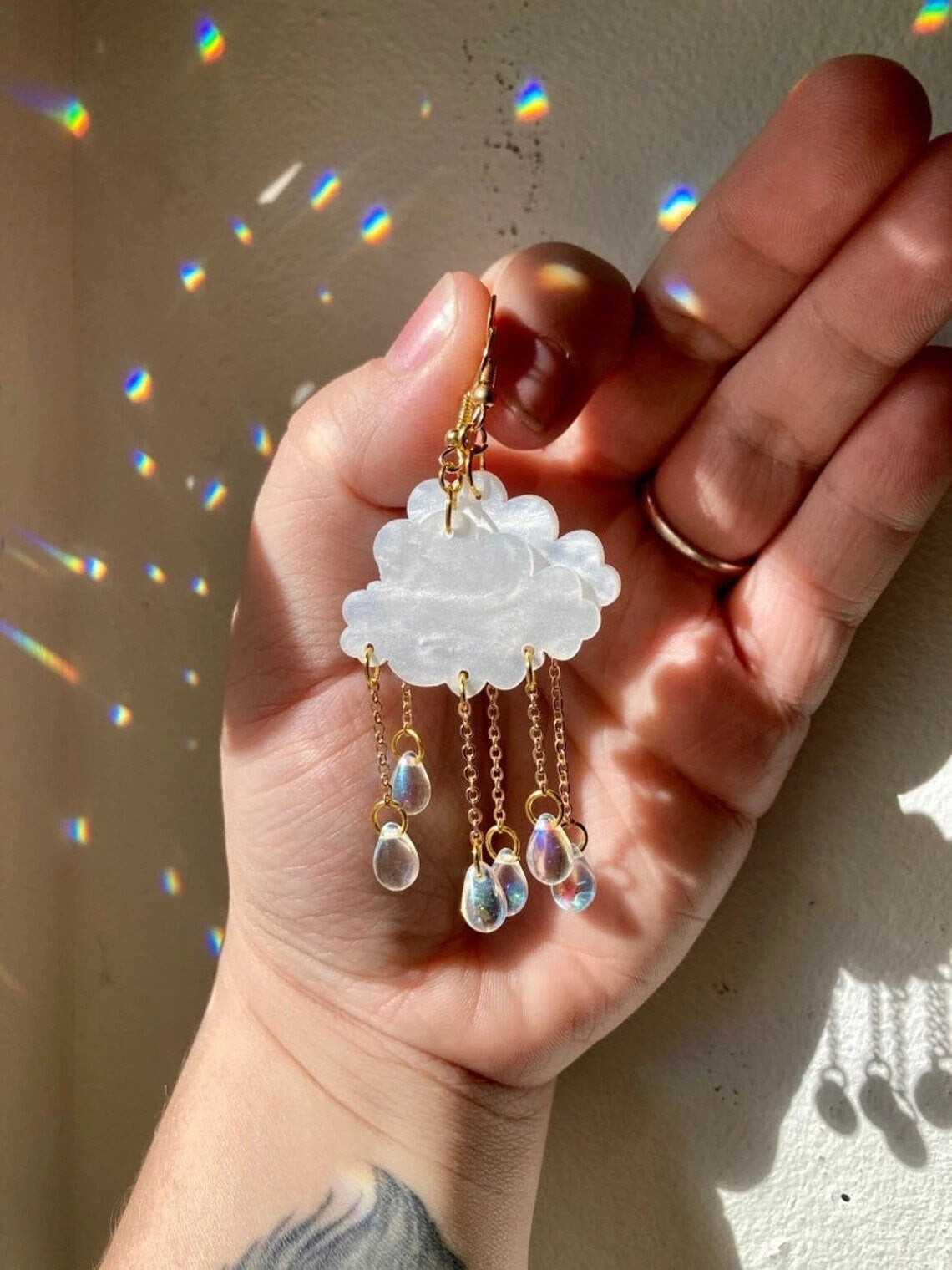 RAIN CLOUD EARRINGS / Crystal / Drop / Dangle / Teardrop / Cute / Aesthetic / Trendy / Stylish / Acrylic / Unique / Beautiful / Fun / Gift