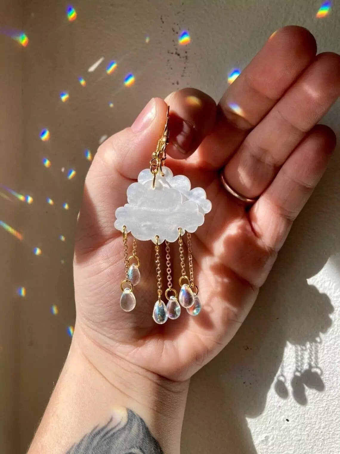 RAIN CLOUD EARRINGS / Crystal / Drop / Dangle / Teardrop / Cute / Aesthetic / Trendy / Stylish / Acrylic / Unique / Beautiful / Fun / Gift