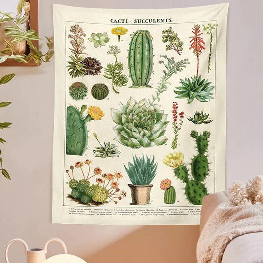 CACTI + SUCCULENT TAPESTRY / Wall Hanging / Room Decor / Plant Lover / Dorm Bedroom / Cactus / Boho Home / Poster Print / Aesthetic / Kawaii