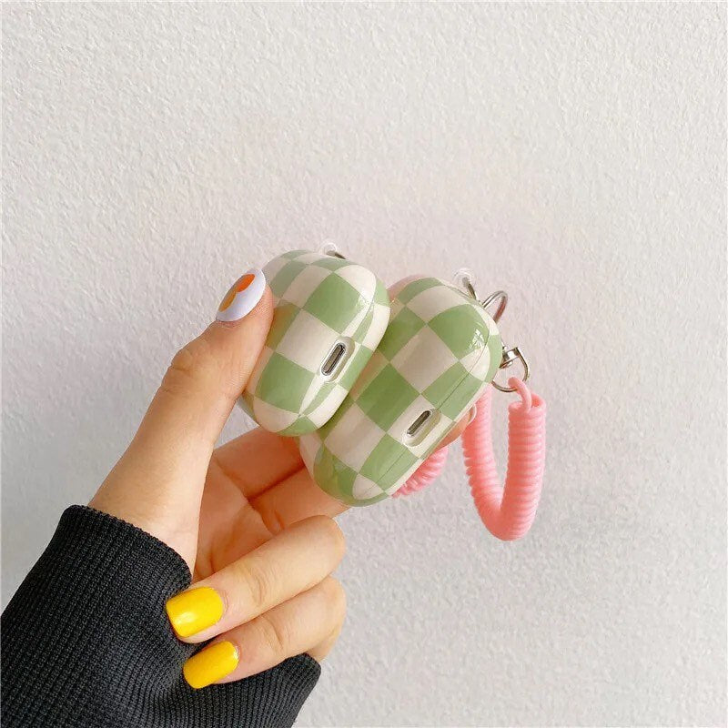 CHECKERED / AirPod Case / Headphone Protector / Kawaii / INS / Green Pink / Cute / Cell Phone / Accessory / Apple / Pastel / Gift / Music