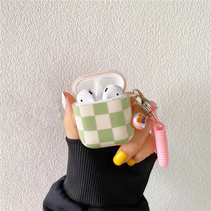 CHECKERED / AirPod Case / Headphone Protector / Kawaii / INS / Green Pink / Cute / Cell Phone / Accessory / Apple / Pastel / Gift / Music