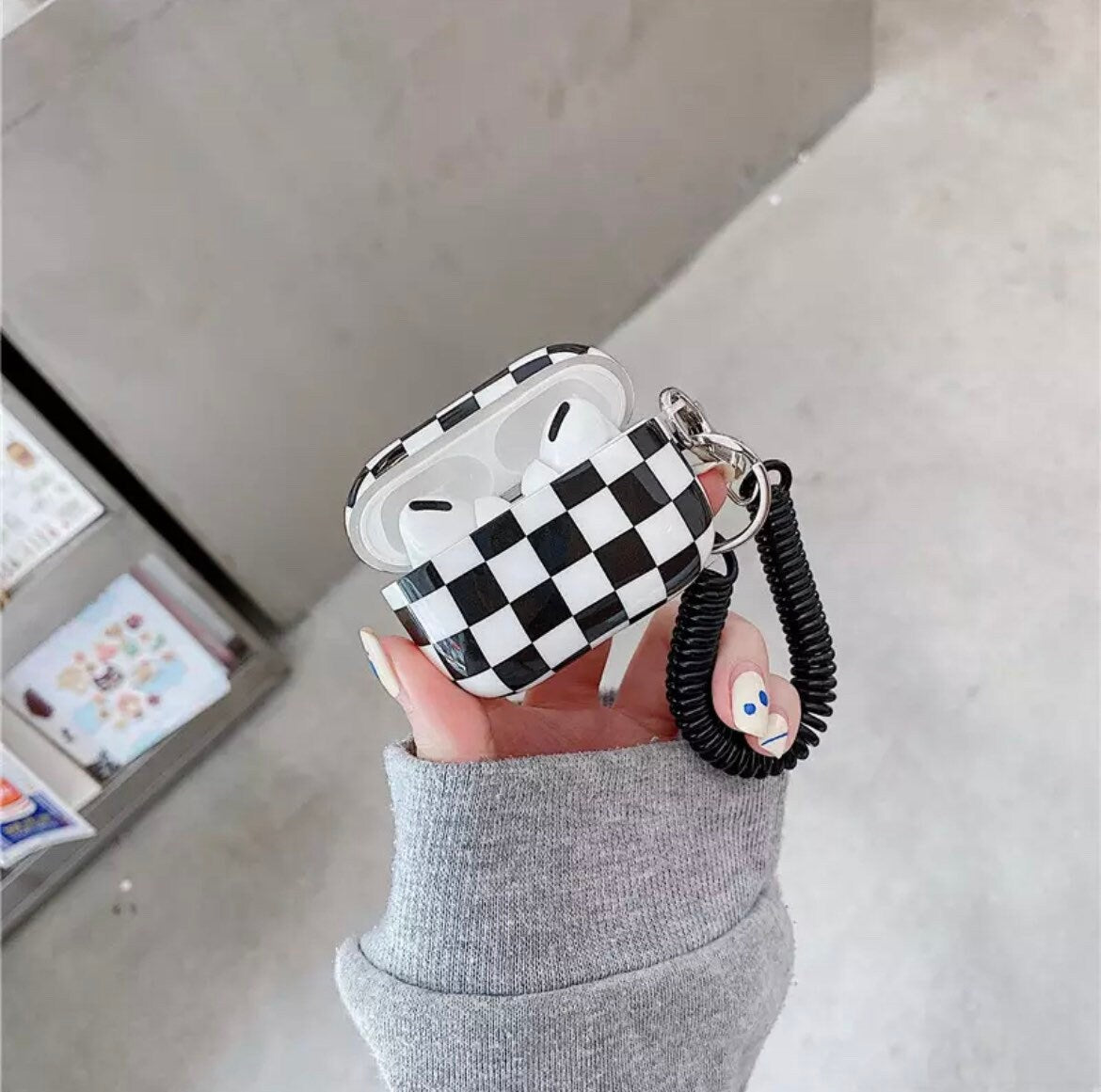 CHECKERED / AirPod Case / Headphone Protector / Kawaii / INS / Green Pink / Cute / Cell Phone / Accessory / Apple / Pastel / Gift / Music