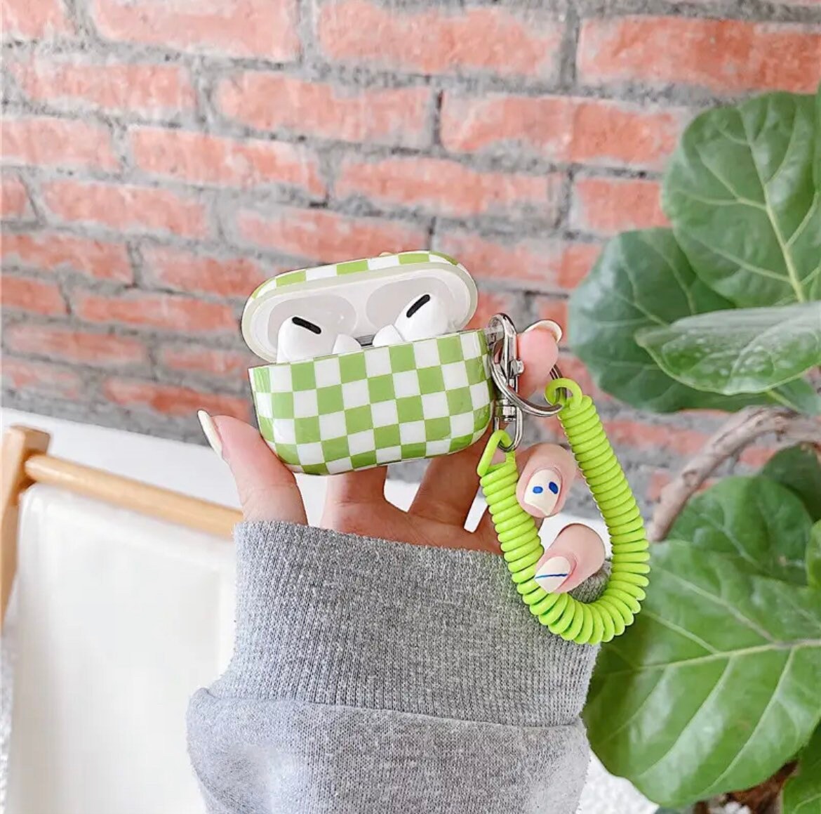 CHECKERED / AirPod Case / Headphone Protector / Kawaii / INS / Green Pink / Cute / Cell Phone / Accessory / Apple / Pastel / Gift / Music